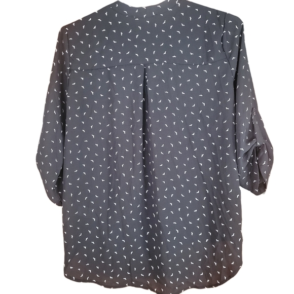 Staccato Black with White Bird Print Blouse S - Picture 4 of 8